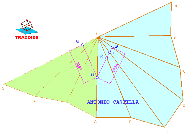 geod&eacute;sica en una pir&aacute;mide hexagonal