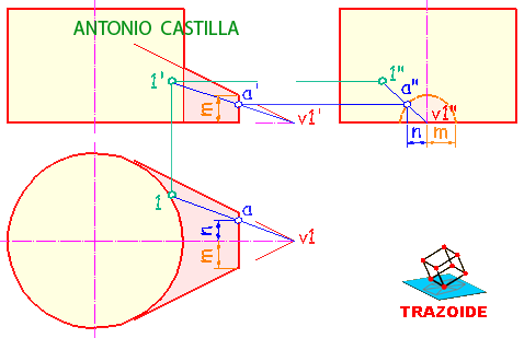 INTERSECCI&Oacute;N DE UN CILINDRO RECTO CON UN CONO RECTO mediante generatrices
