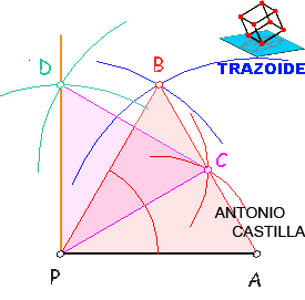 perpendicular a una recta por un punto con el comp&aacute;s