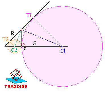 circunferencia tangente a una recta conocida una recta en la que esta el centro